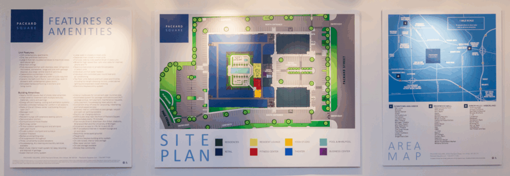large scale sign of a site plan as wayfinding signage